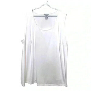 Catherine’s Bright White Sleeveless Top, Stretch, Wrinkle Free 3X